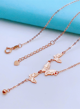 俄罗斯镀玫瑰金蝴蝶项链时尚潮流高级感气质饰品高级感