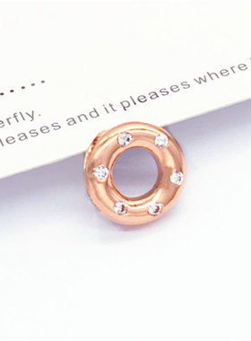 俄罗斯585紫金圆圈吊坠镀14K玫瑰金时尚百搭高级感锁骨链女款礼物