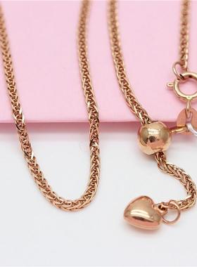 俄罗斯585紫金爱心肖邦链可调节镀14K玫瑰彩金女时尚百搭项链礼物