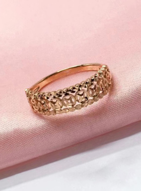 俄罗斯戒指镀玫瑰金招财闪亮车花钱币戒指精美时尚大气