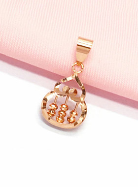 俄罗斯585紫金镀14k玫瑰金时尚洋气简约葫芦算盘吊坠女士百搭个性