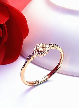 俄罗斯女精致闪亮开口可调节戒指时尚镀玫瑰金气质饰品高级感指环