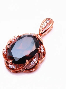 俄罗斯585紫金花型吊坠镀14K彩金时尚精美豪华烟色女轻奢精致礼物