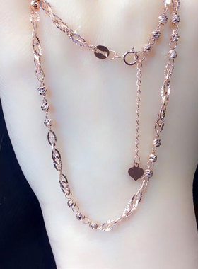 俄罗斯585紫金镀14K时尚玫瑰金日韩镂空项链女款欧美高级气质礼物