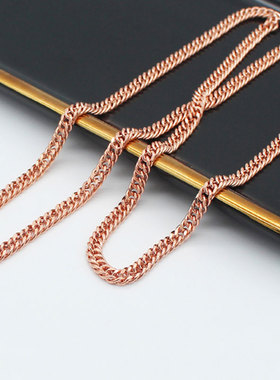 俄罗斯585紫金镀14K工艺时尚女款玫瑰金板链项链简约网红气质经典