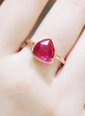 俄罗斯三角形戒指时尚奢华镀玫瑰金简约百搭指环女士饰品精美礼物