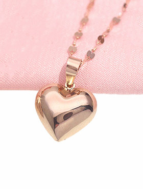 俄罗斯585紫金光面爱心形锁骨链镀14k项链饰品女优雅桃心吊坠礼物