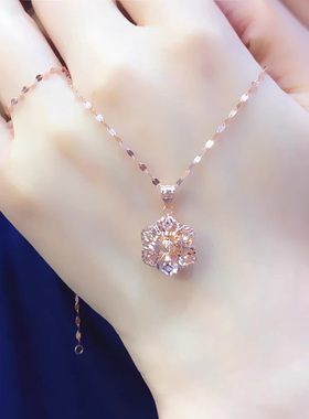 俄罗斯花朵吊坠精美项链洋气镀玫瑰金吊坠女款简约时尚礼物高级感