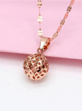 俄罗斯镀玫瑰金日韩时尚简约百搭镂空球吊坠女款饰品礼物
