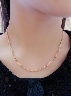 俄罗斯585紫金蕾丝项链镀14K玫瑰金欧美时尚简约经典女款项链礼物