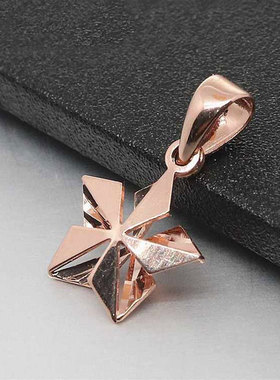 俄罗斯585紫金镀14K彩金女款五角星吊坠玫瑰金项链简约时尚奢华感