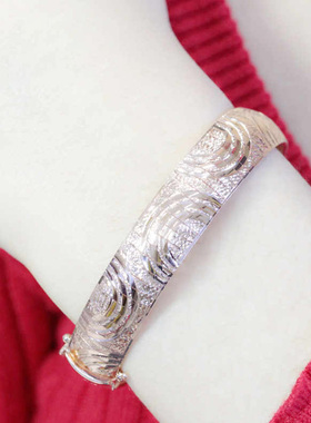 俄罗斯宽版手镯女士镀玫瑰金简约高级时尚潮流礼物精致