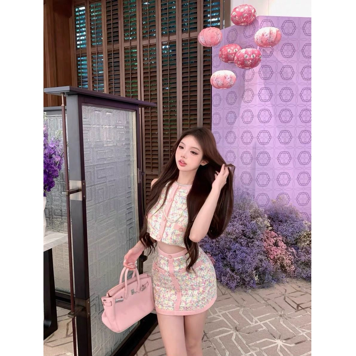 小香风千金套装女夏季2025新款重工彩色马甲上衣包臀半身裙两件套,淘宝优惠券,粉丝福利购,淘宝优惠卷