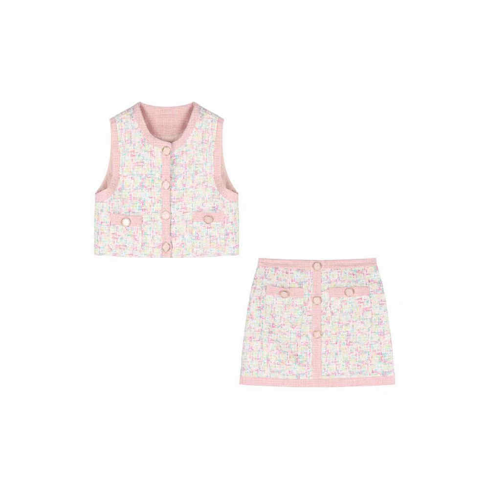 小香风千金套装女夏季2025新款重工彩色马甲上衣包臀半身裙两件套,淘宝优惠券,粉丝福利购,淘宝优惠卷