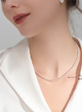 正圆极光淡水珍珠项链18K金AK小米珠baby串珠精致媲美akoya送礼物