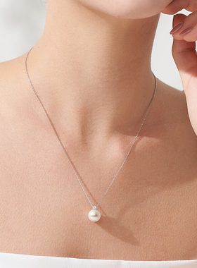 王妃款18K金白色爱迪生淡水珍珠项链珍珠吊坠送女友老婆节日礼物