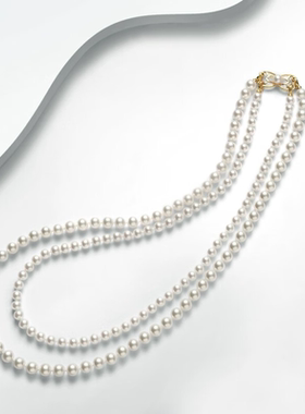 s925银淡水珍珠项链珍爱经典淡水珍珠双层链时尚百搭情人节送女友