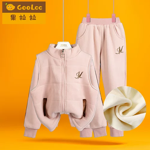 Утепленный комплект, детская демисезонная толстовка, пуховик, 3 предмета, в западном стиле, подходит для подростков