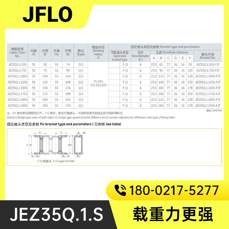 JFLO拖链JEZ35Q.1.S桥式双侧打开金福隆机床尼龙工程塑料坦克链 - 图2