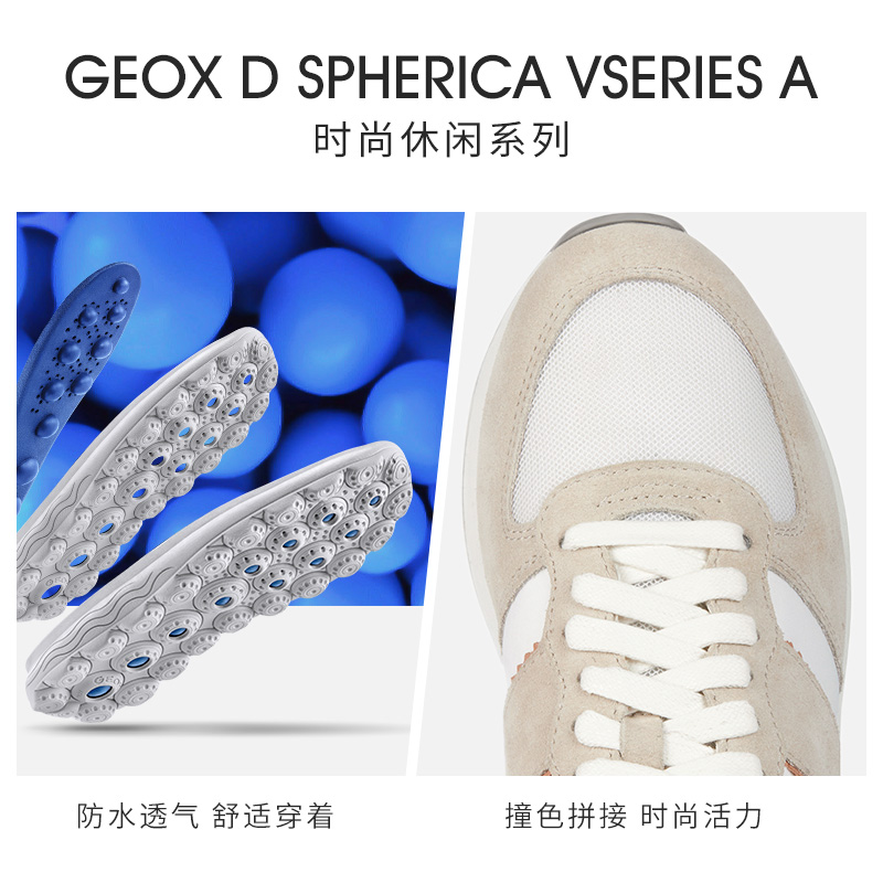 GEOX杰欧适女鞋舒适撞色圆头时尚休闲鞋SPHERICA D26F4A - 图3