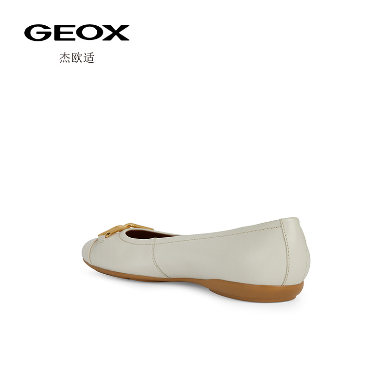 GEOX杰欧适女鞋2024新款一脚蹬纯色方头金属装饰芭蕾舞鞋D457NA