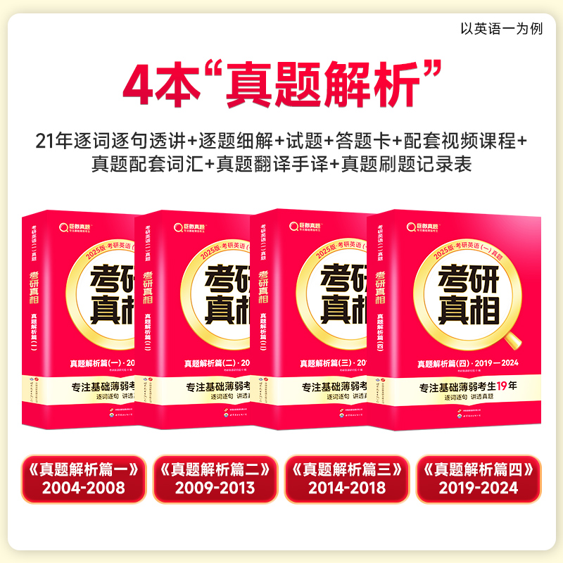 【官方现货】2025新版考研真相英语一英语二历年真题2004-2024年试卷解析真题解析篇+真题词汇篇+语法长难句篇+方法篇巨微考研英语 - 图0