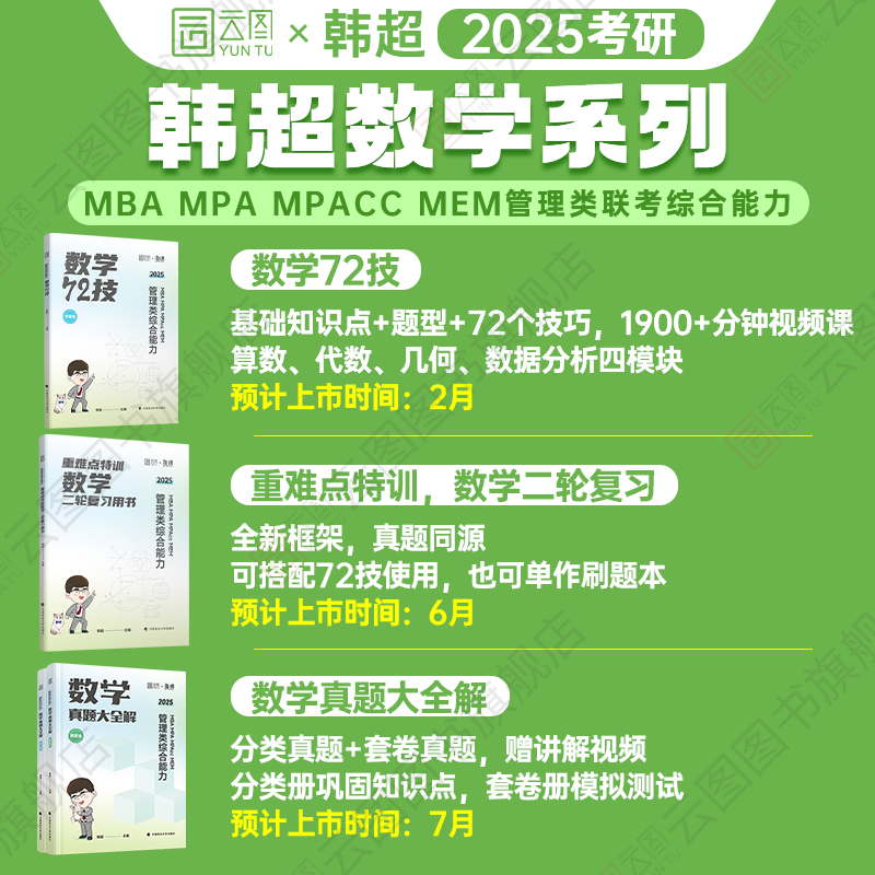 现货先发】2025韩超数学72技历年真题大全解重难点特训考研管理类联考综合能力MBAccMPAMEM海绵逻辑李焕199考研历年真题管综教材 - 图1