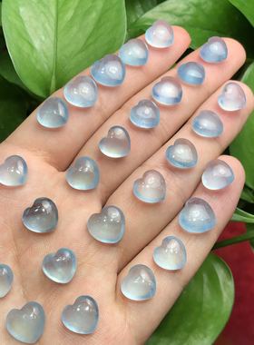 diy爱心裸石耳坠打孔天然海蓝宝