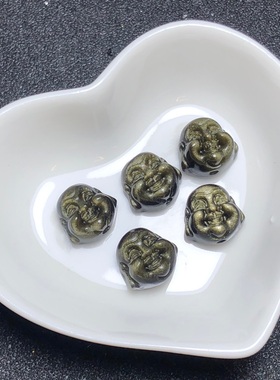 天然金曜石佛头吊坠DIY编绳镶嵌手链项链情侣手串单圈配件材料