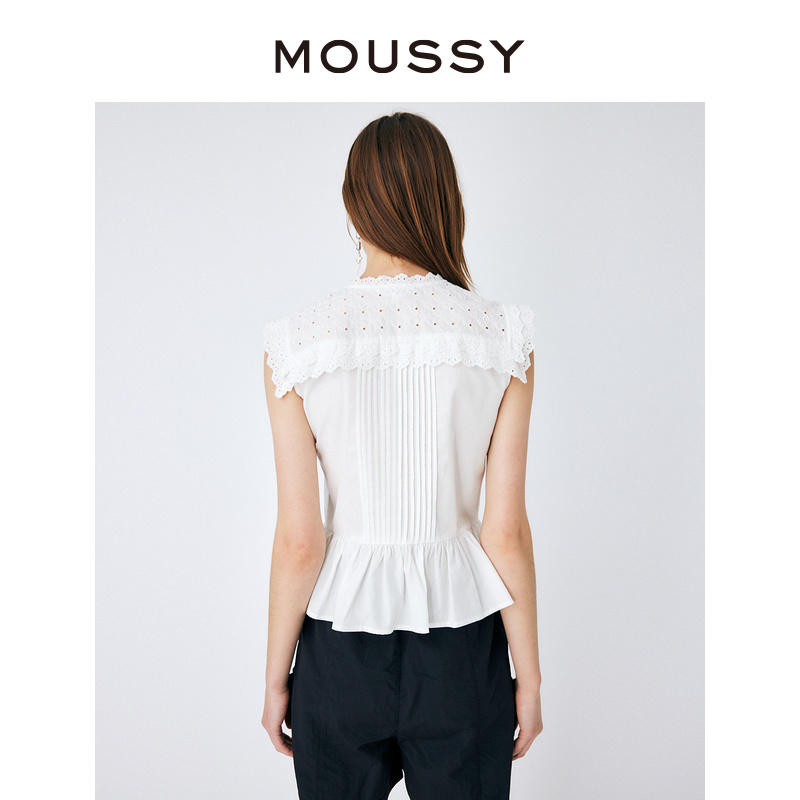 MOUSSY 夏季新品淑女风海军领压褶衬衫背心女010GSS30-2720 - 图2