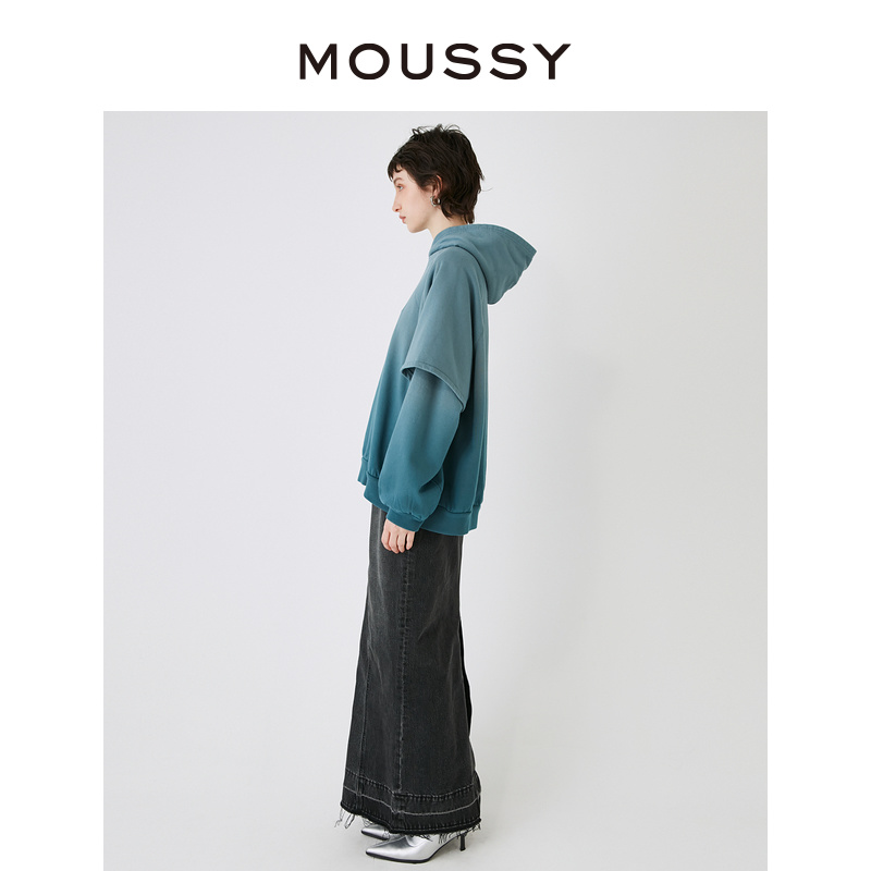 MOUSSY 2024新品渐变丁达尔穿搭连帽宽松纯棉卫衣女028HS890-0221 - 图2