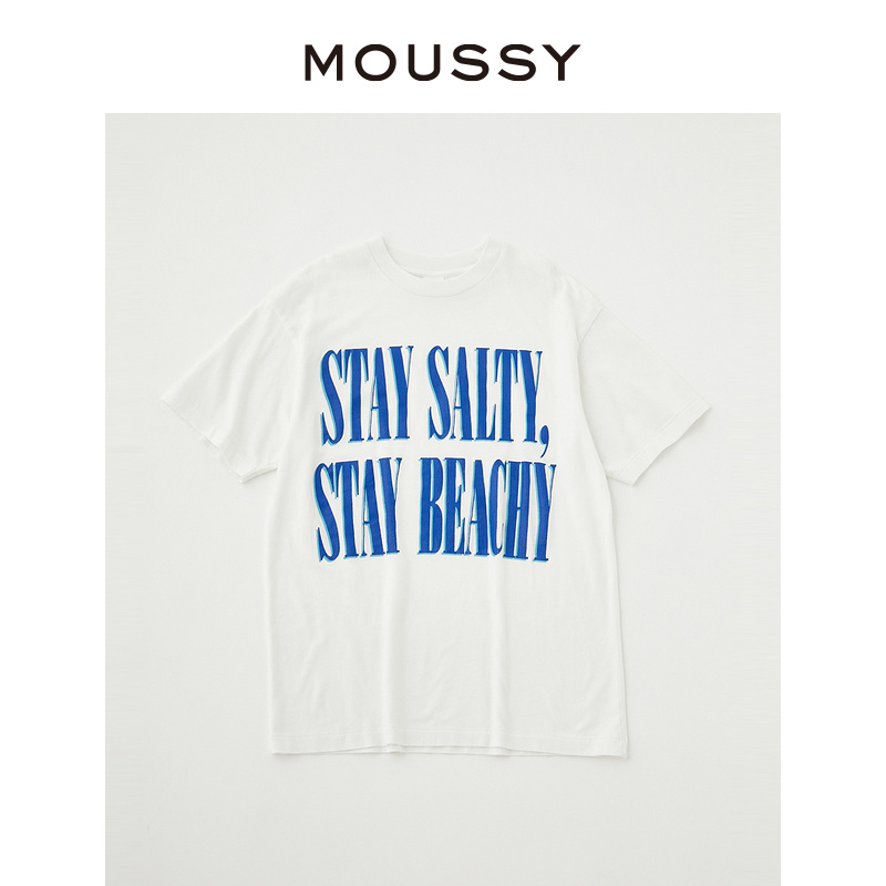 MOUSSY 夏季新品裂纹字母印花设计中性短袖T恤010GSL90-0800 - 图3