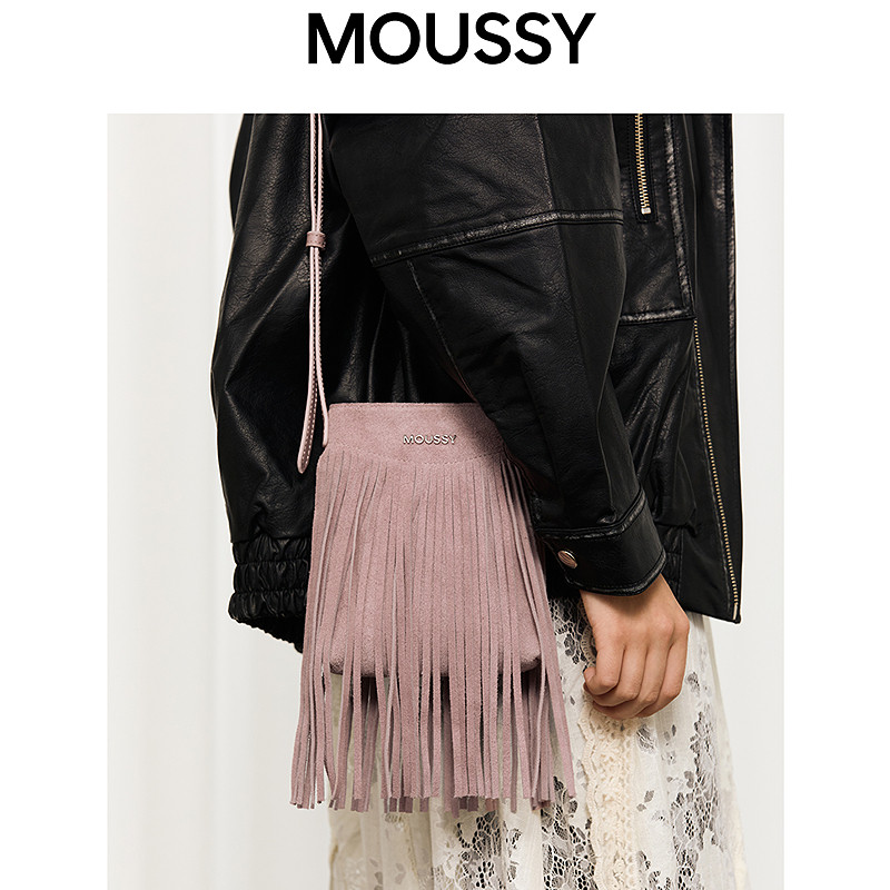 MOUSSY 2025冬季新品复古流苏小巧可调节斜挎包028IAA56-1009,淘宝优惠券,粉丝福利购,淘宝优惠卷