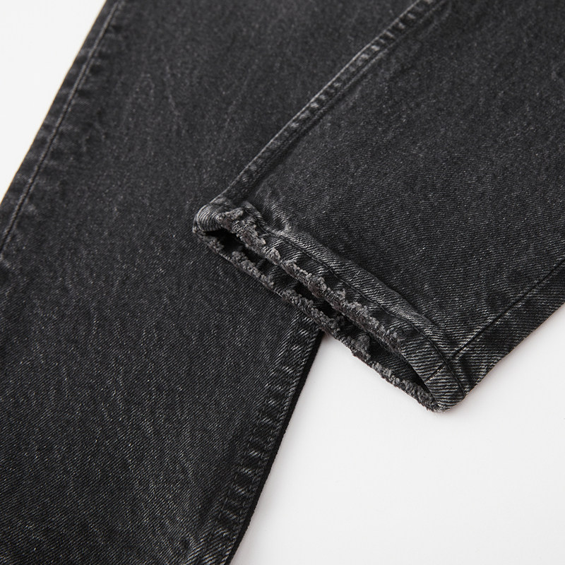 MOUSSY 春季新品做旧感水洗黑色铅笔裤牛仔裤女010HAA12-5911