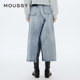 MOUSSY spring new American style denim skirt with front and rear slits for women 028ISA11-1581