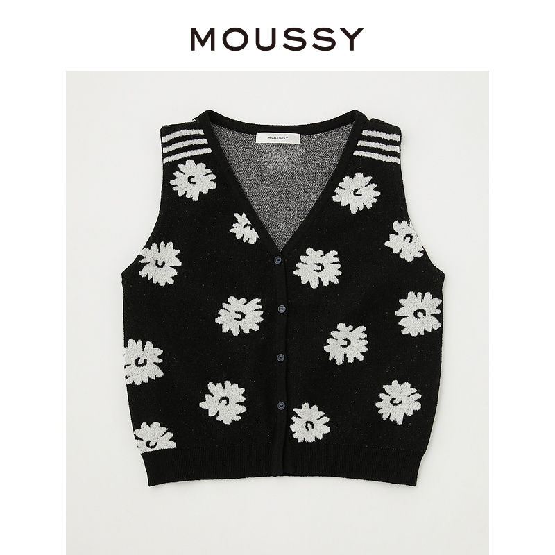 MOUSSY 夏季新品薄荷曼波风雏菊花纹可爱针织背心女010GS270-0830 - 图1