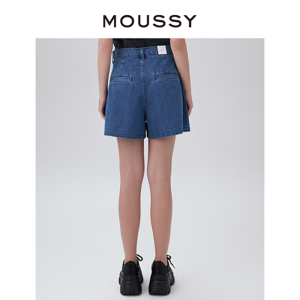 MOUSSY 夏季新品简约设计高腰休闲短款牛仔裤女028GSA11-0000 - 图2