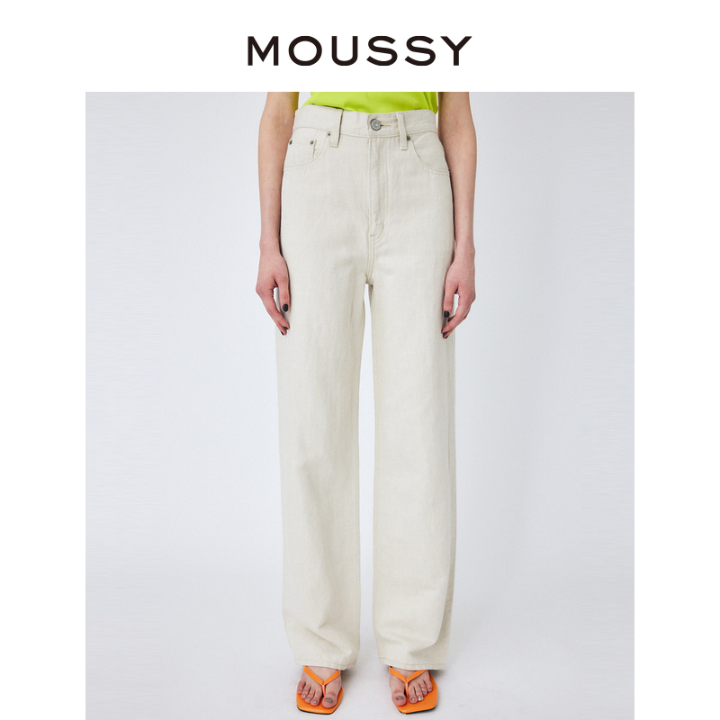 MOUSSY 夏季新品随性感高腰棉麻直筒牛仔裤女010GSA11-0550 - 图0