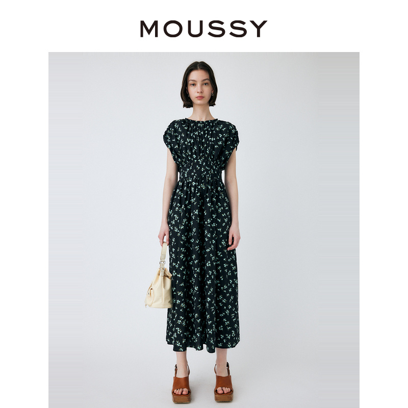 MOUSSY 夏季新品碎花设计飞飞袖收腰长款连衣裙010GSH30-1050 - 图0