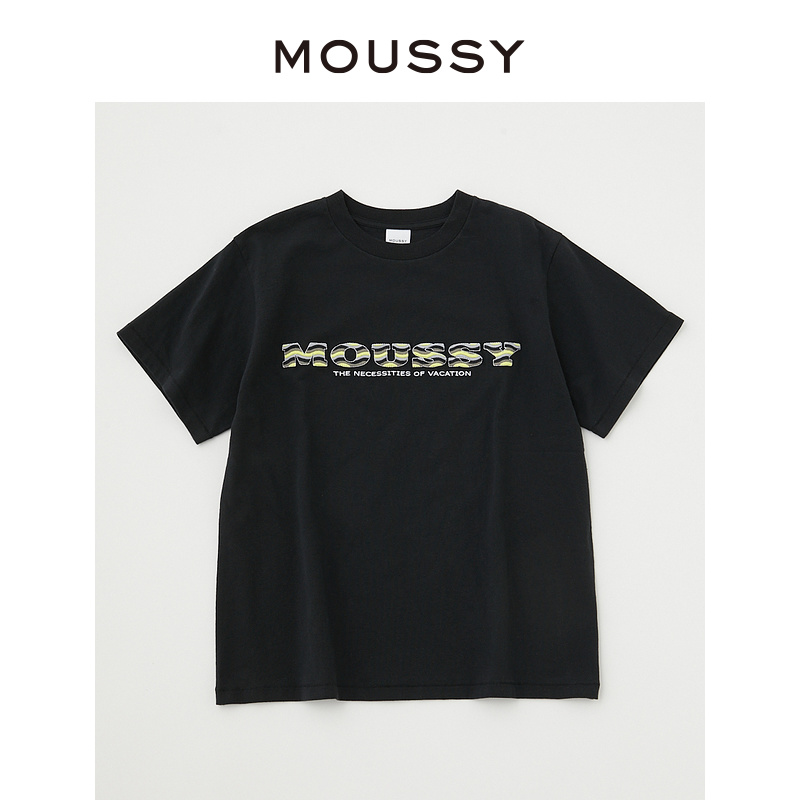 MOUSSY 夏季新品多巴胺复古LOGO刺绣宽松T恤女010GSQ90-0680 - 图3