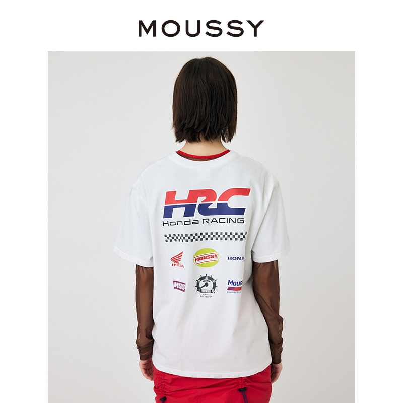 【HONDA】MOUSSY 2024夏季新品街头赛车感LOGOT恤女010HSL01-0090 - 图2