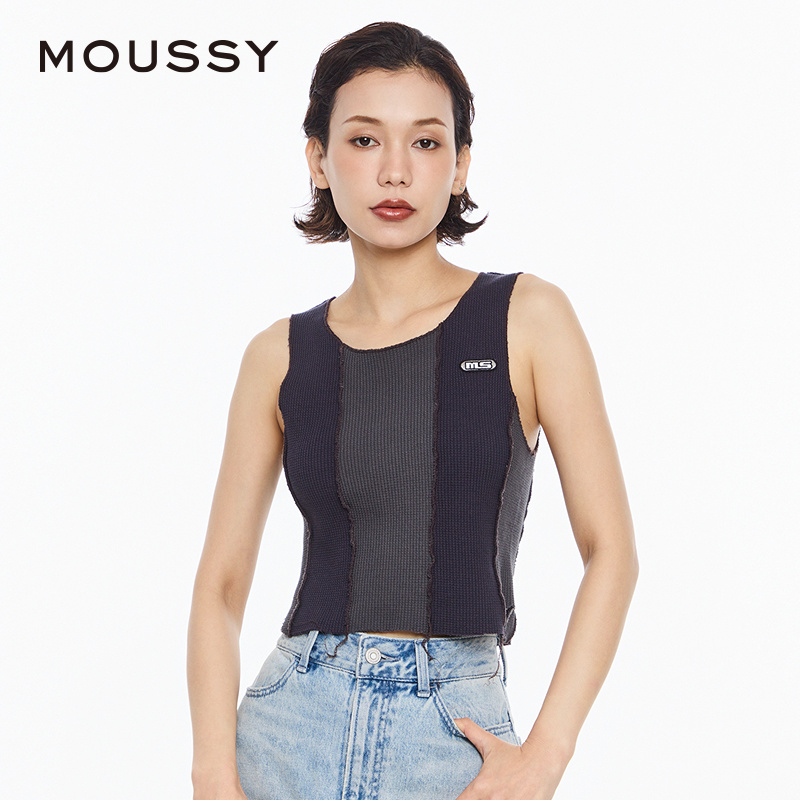 MOUSSY 2024夏季新品甜酷Y2K辣妹音乐节针织背心女010HSQ90-0490 - 图0