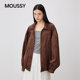 MOUSSY2025 autumn new retro literary style loose lapel jacket for women 028IAA30-1032