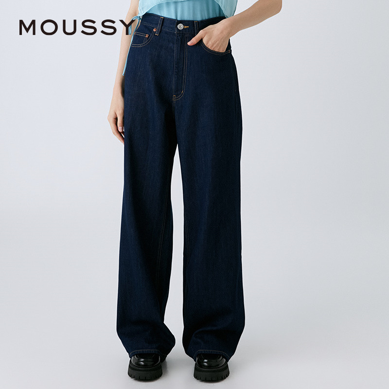 【秦岚同款】MOUSSY 2024夏季新品丹宁风阔腿牛仔裤010HSA11-2311 - 图1