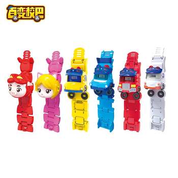 ຜູ້ຊາຍຫມູທີ່ແທ້ຈິງ Variety School Bus Electronic Watch Toy Sheriff Goethe School Bus Cartoon Cartoon Children's Transformation Bracelet