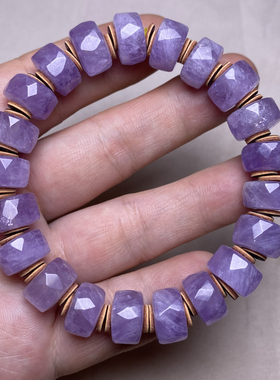 古玩杂项老料天然紫水晶多棱钻面直切老型珠手链佛珠念珠项链手串