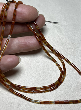 尼泊尔油光老玛瑙渐变色管珠项链老珠细管子手串配珠散珠文玩配饰