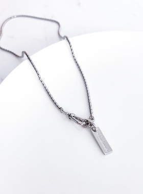 kitsh蛇骨链方牌项链男女锁骨链