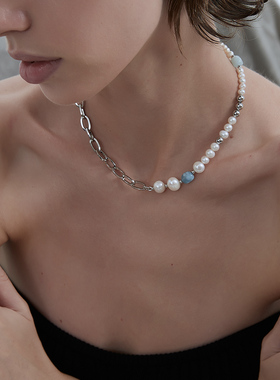 KITSH简约个性珍珠链条项链