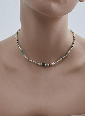 kitsh天然石珍珠OT扣项链